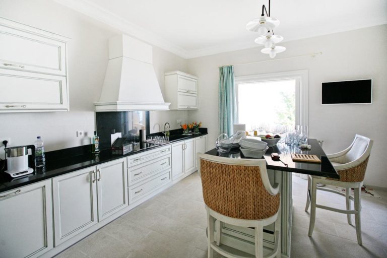 The kitchen at Villa Anassa, property for sale in Corfu, Greece