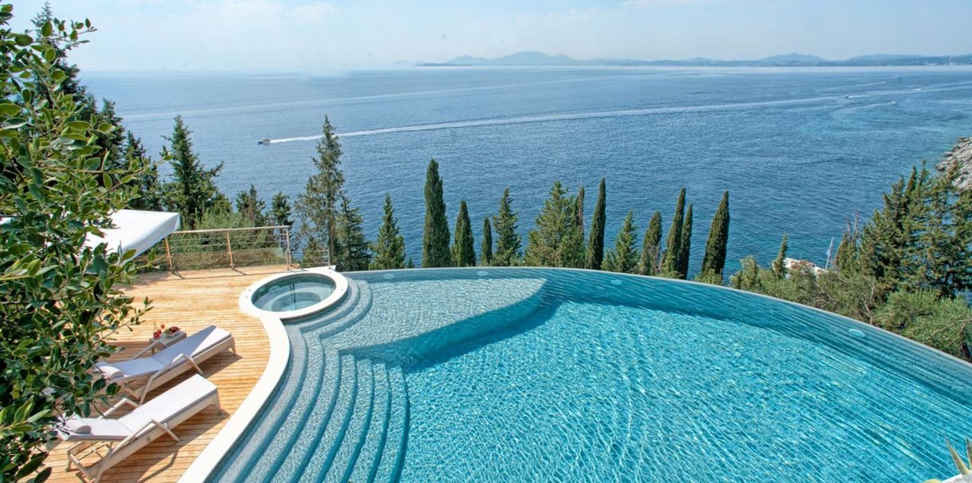 Anassa, view from the infinity pool, property for sale in Corfu, Greece