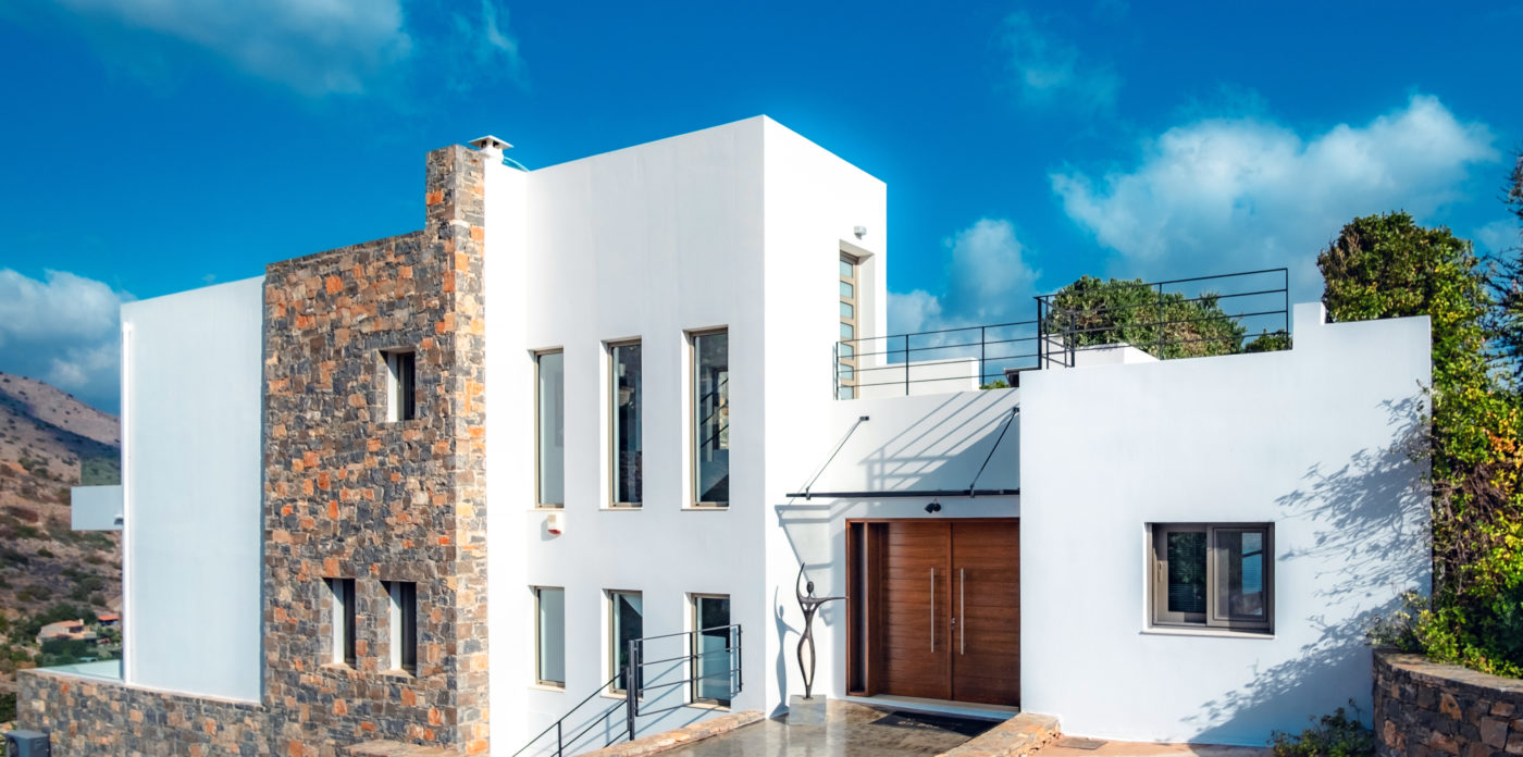 A welcoming entrance from the villa property for sale in Crete Greece