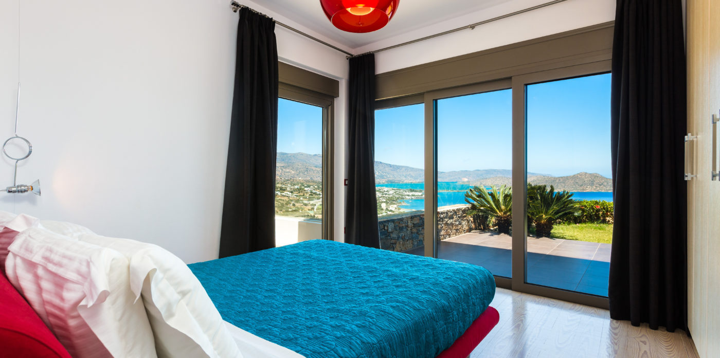 180 degree views from bedroom villa for sale in Crete Greece