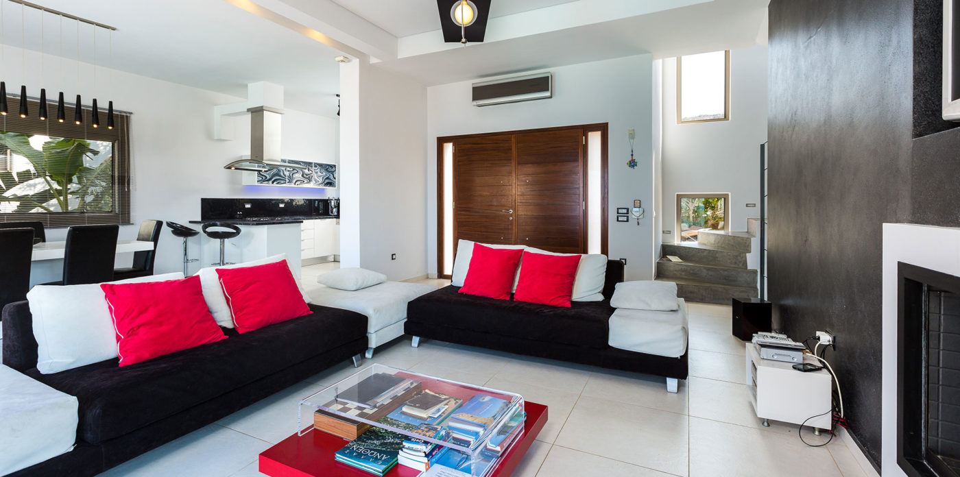 Open plan living area with sea views villa for sale in Crete Greece