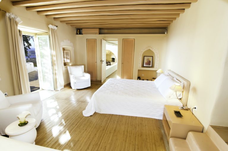 Sea views from this charming bedroom, property for sale in Mykonos, Greece